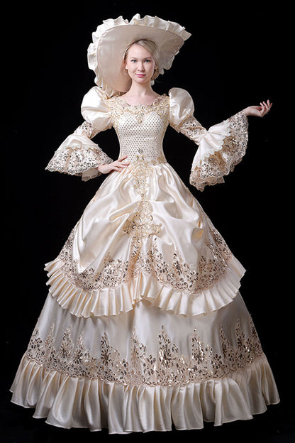 Court Style Layered Prom Dress in Champagne