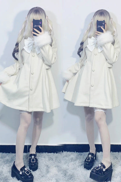Plush Lop Rabbit Hooded Detachable Sweet Coat Two Colors