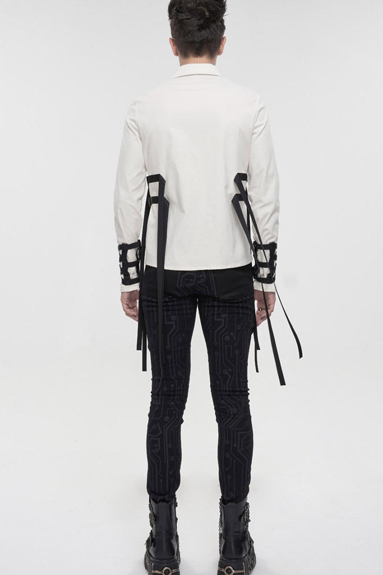 Metal Buckle Punk Stretch Long Sleeve Shirt