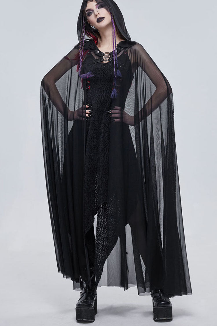 Womens Hooded Cape with Chest Straps and Star Details