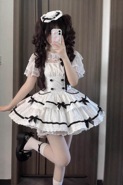 Polka Dot Ruffle Sleeveless Sweet JSK Dress