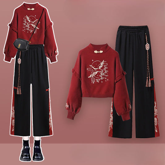 Ensemble robe pull en tricot Croix-Rouge