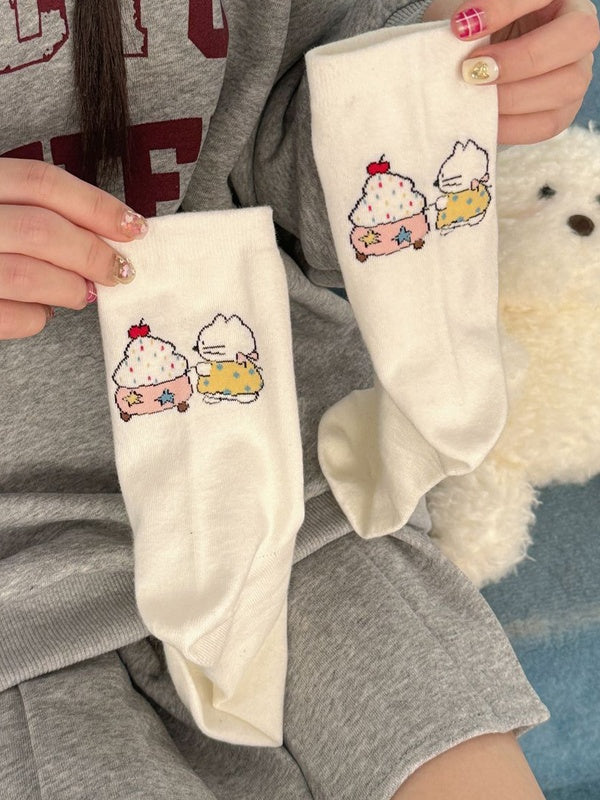 Cute Cartoon Pattern Calf Socks