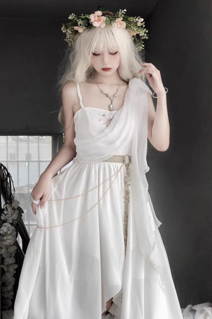 White Sleeveless Tears of Themis Greek-Style Gothic Lolita JSK Dress
