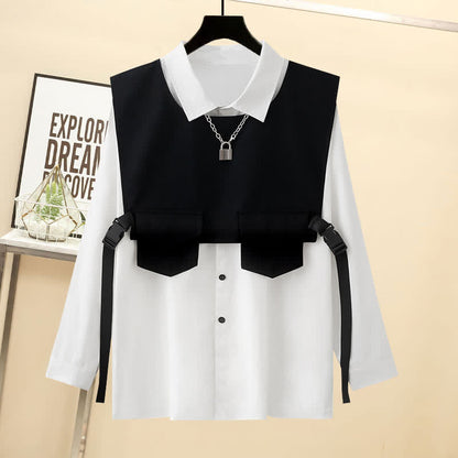 Vest Black Buckle Chain Pants Pocket Cargo T-Shirt Shorts