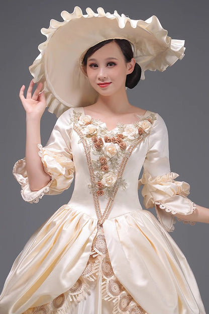3D Flower Embroidered Cardigan Dress in Champagne