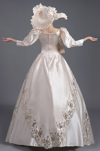 Asymmetric Bow Embroidered High Waist Dress