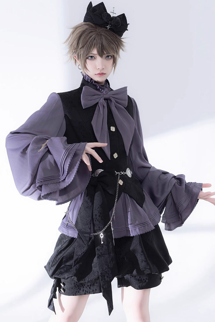 Ouji Vintage Gothic Rabbit-Hunt Print Lolita Shorts for Him