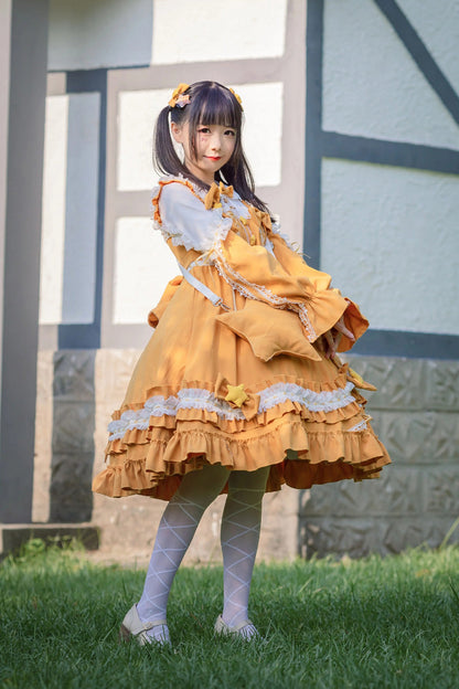 Ruffle Embroidered Ribbon Sweet Lolita Dress Trio