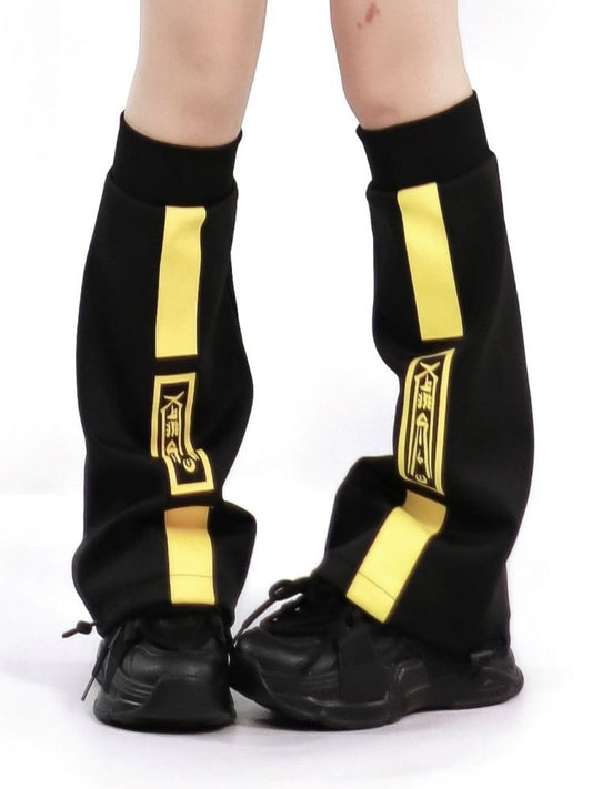 Black and Yellow Luminous Flared Leg Sleeves