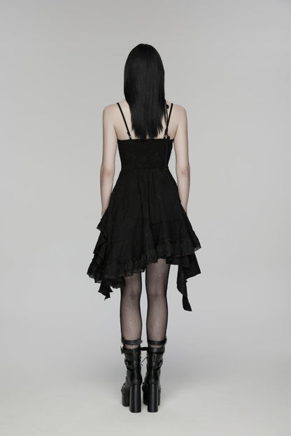 Embroidered Floral Asymmetric Gothic Jsk Dress