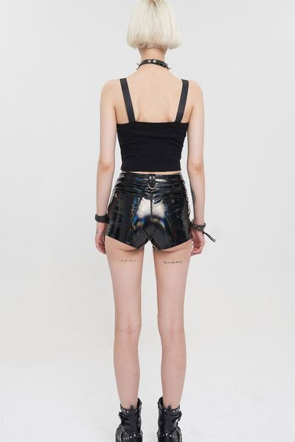 Dark Adjustable Strap Knit Corset Vest with Front Snap Zippers