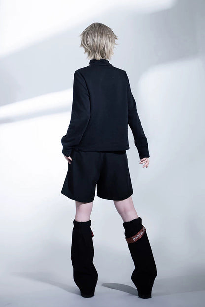 Stand Collar Long-Sleeve Gothic Prince Ouji Shorts Set