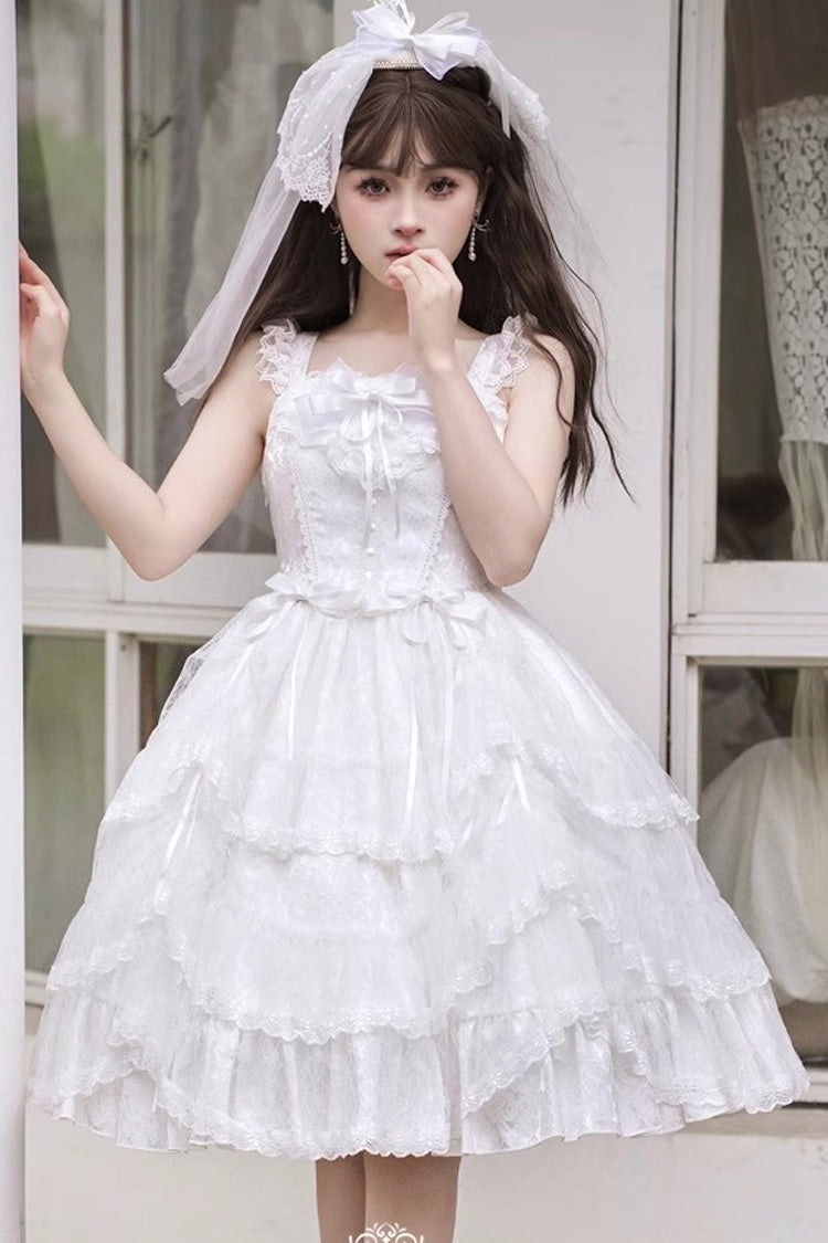 Jacquard Bowknot Jsk Dress - Sweet Elegant Lolita Multi-Layer