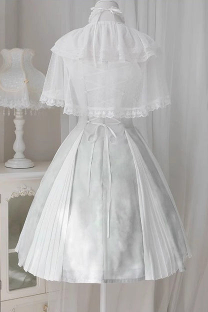 White Summer Dream Lotus Sleeveless Chinese-Style Sweet Qi Lolita JSK Dress