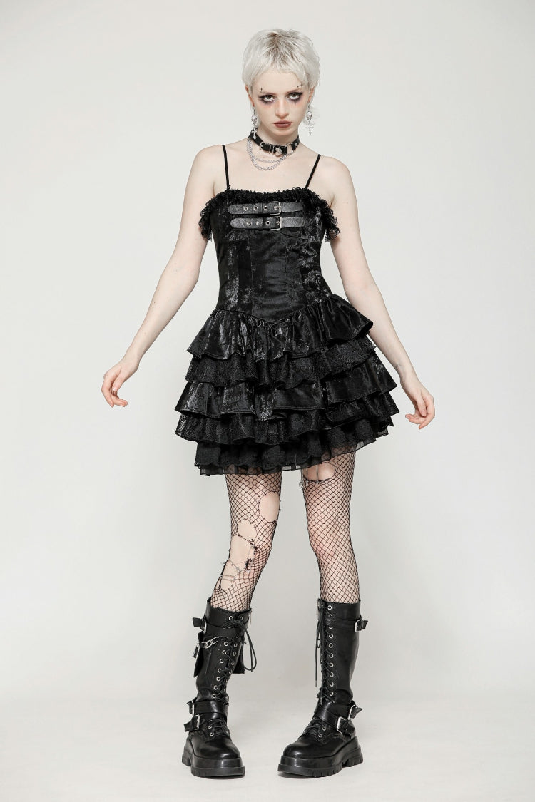 Ruffled Punk Slip Dress for Parties and Graduation