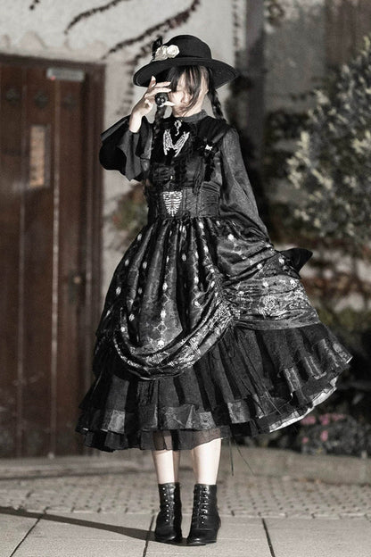 Printed Boned Elegant Gothic Skirt