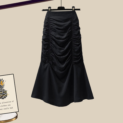 High Ruffled Set Bow T-Shirt Knot Skirt Waist