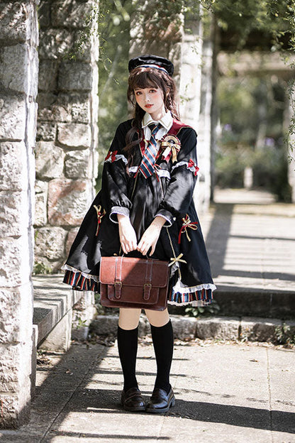 Black Gothic OP Dress Lolita Long Sleeves Alchemy Witch - Altfashion Shop