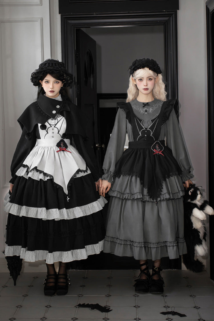 Gothic Lolita Castle Night Long-Sleeved Ruffle Embroidery Dress