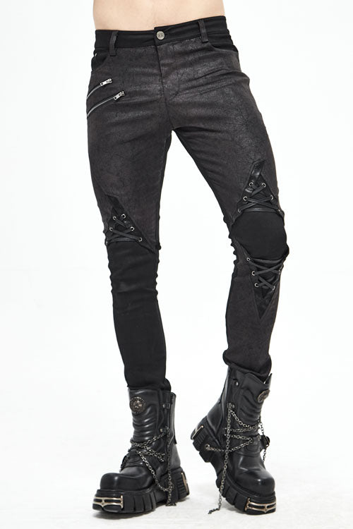 Gothic Layered Look Slim Fit Pants