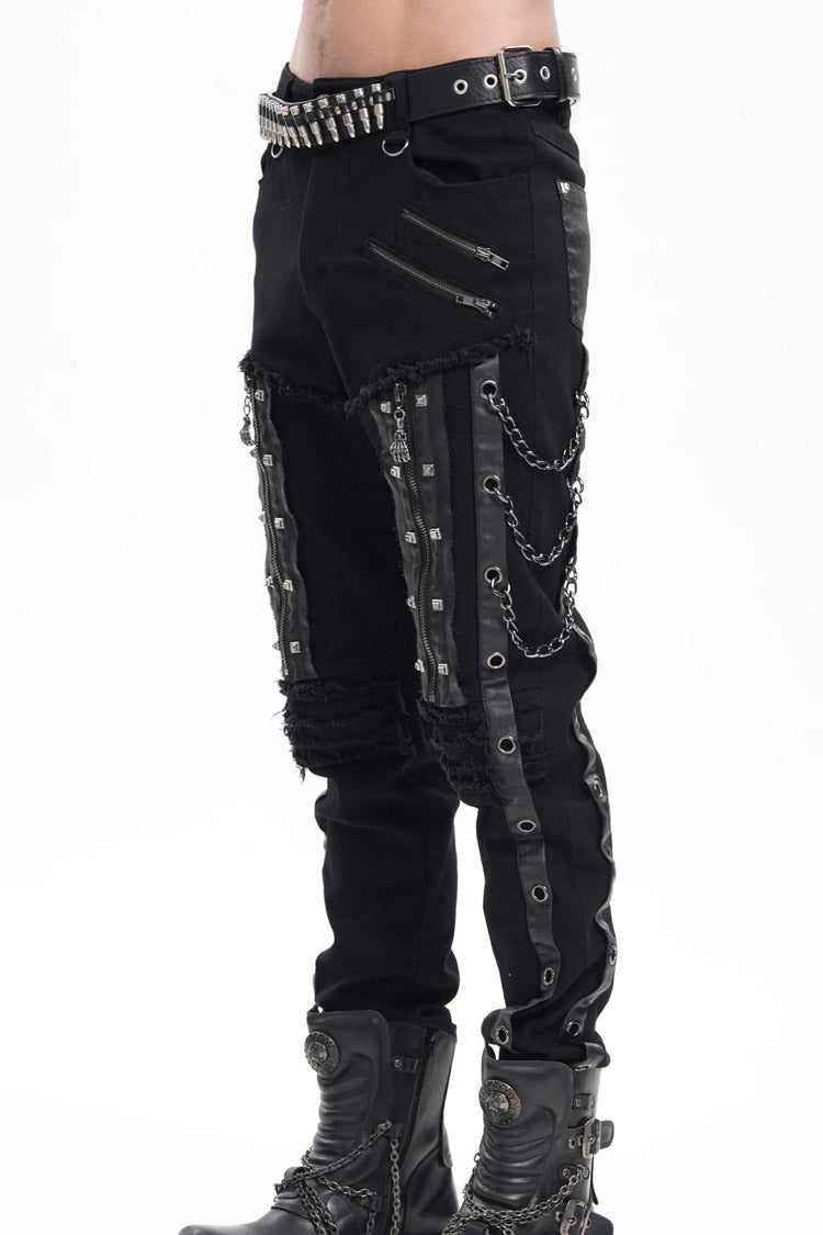 Gothic Pants with Eyelets, Chains, and Studs