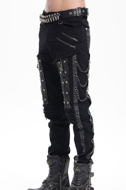 Gothic Pants with Eyelets, Chains, and Studs