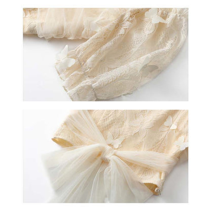 Crop Fishtail Set Tulle Top Bow Two Skirt T-Shirt Knot Denim Butterfly Pieces