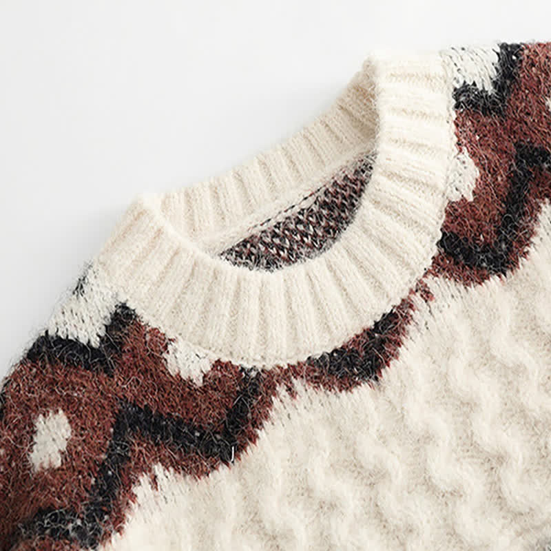 SweaterMidi Colorblock Round Collar Skirt