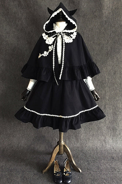 Black Gothic Lolita Suspender Skirt with Devil Motif