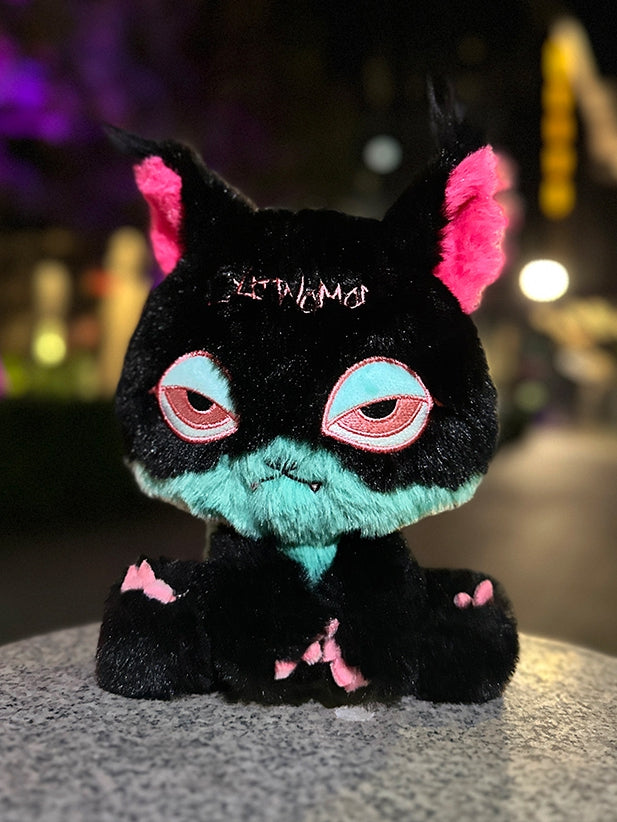 Black Pink and Green Gothic Cat Plushie