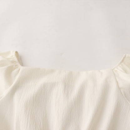 Collar Fishtail Sweet Lace Denim Set Square Skirt Shirt Up