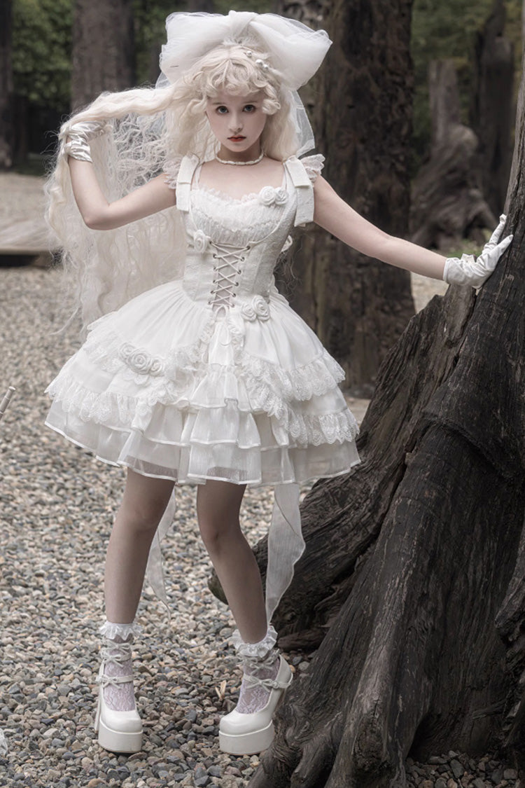 White Rose Multi-Layer Gothic Lolita JSK Dress