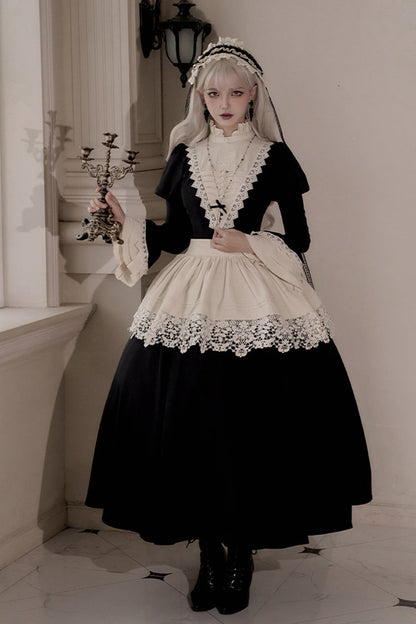 Letters and Poems Nocturne Nun Long Sleeves Ruffle Gothic Lolita Long Dress