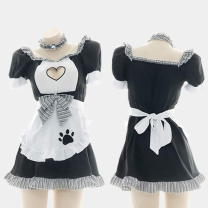 Love Heart Hollow Maid Lingerie Set