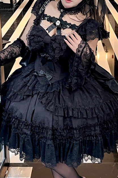 Jewelry Love Story Halterneck Ruffle Hanayome Bowknot Lace Gothic Lolita Dress