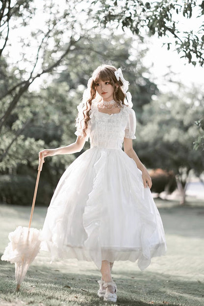 Ivory Fantasy Fairy Ruffle Sleeve Elegant Lolita Gown