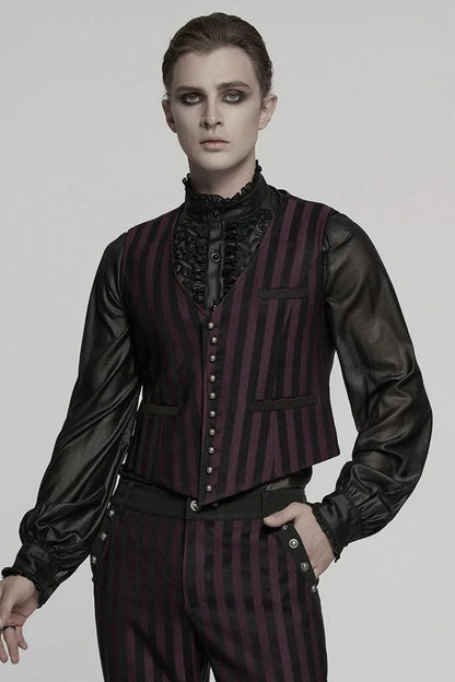Sleeveless Striped Buckle Punk Vest for Men