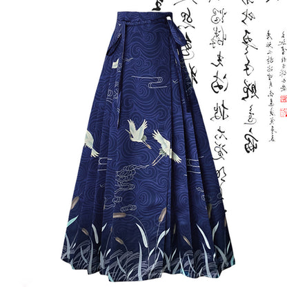 High Skirt Waist T-Shirt Print Pleated Bow