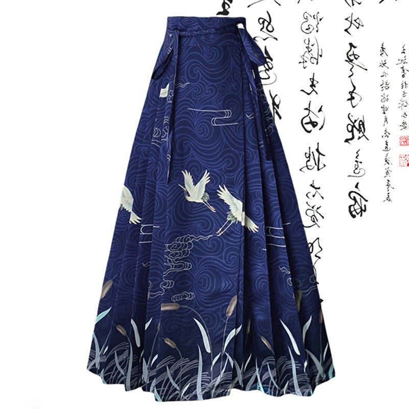 High Skirt Waist T-Shirt Print Pleated Bow