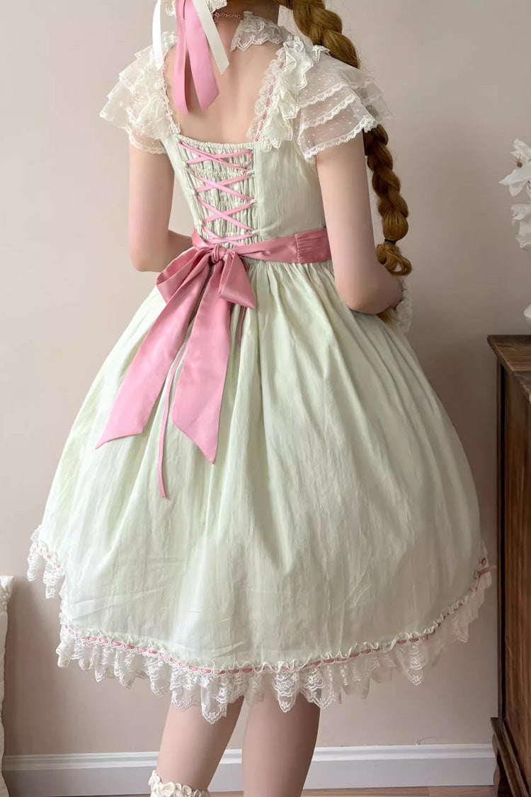 Emerald Sakura's Spring Resonance Sleeveless Ruffled Bow Sweet Lolita JSK