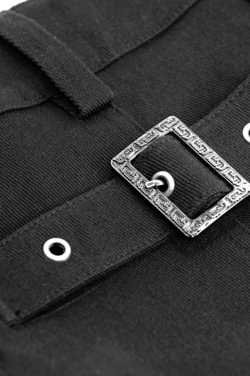 Gothic Side Button Flocked Detail Dress Trousers