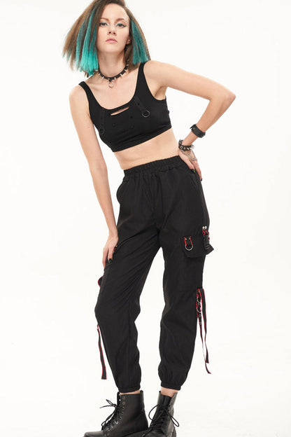 Womens Long Pants with Skull Webbing