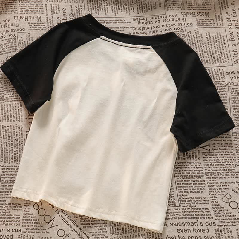 Belted T-Shirt Crop Top Letter Star Denim Skirt