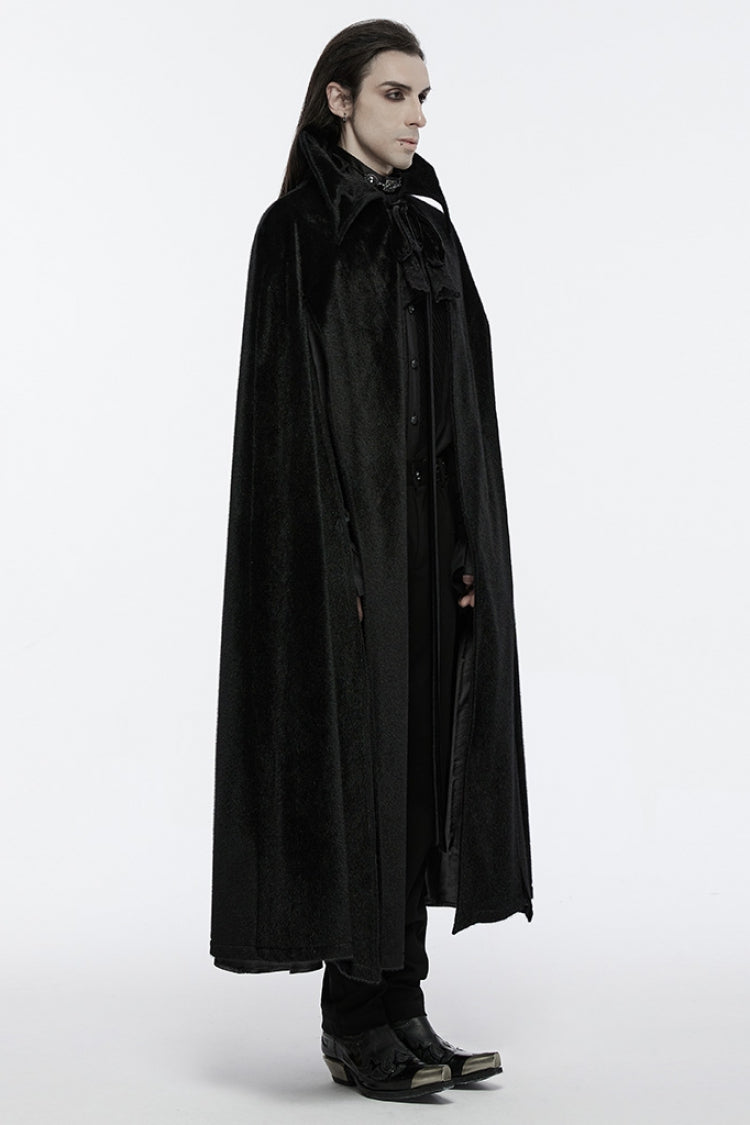 Gothic Bat-Embellished Coat with Strap Details