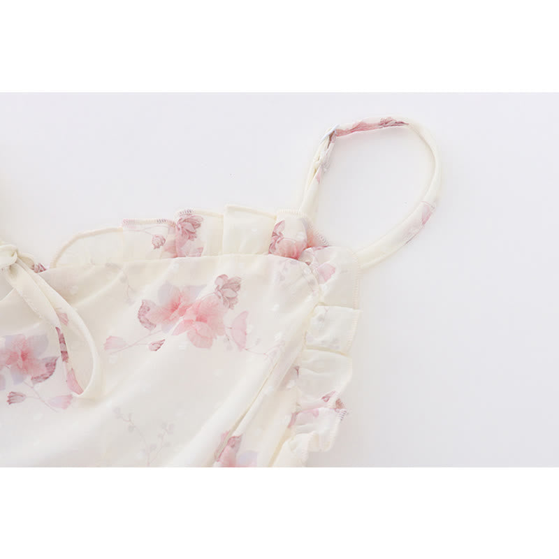 Dress Print Set Cardigan Floral Slip Split Elegant