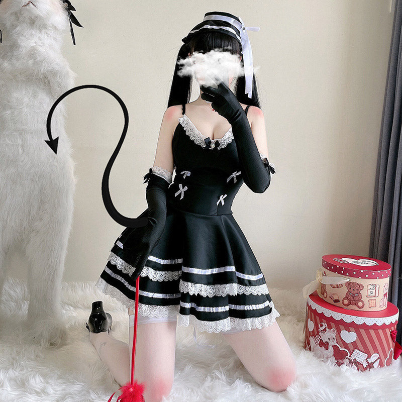 Y2K Gothic Lolita Kleid mit Schnürung und Schleife