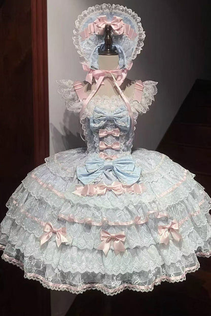 Ruffle-Bow Lace JSK with Layered Details