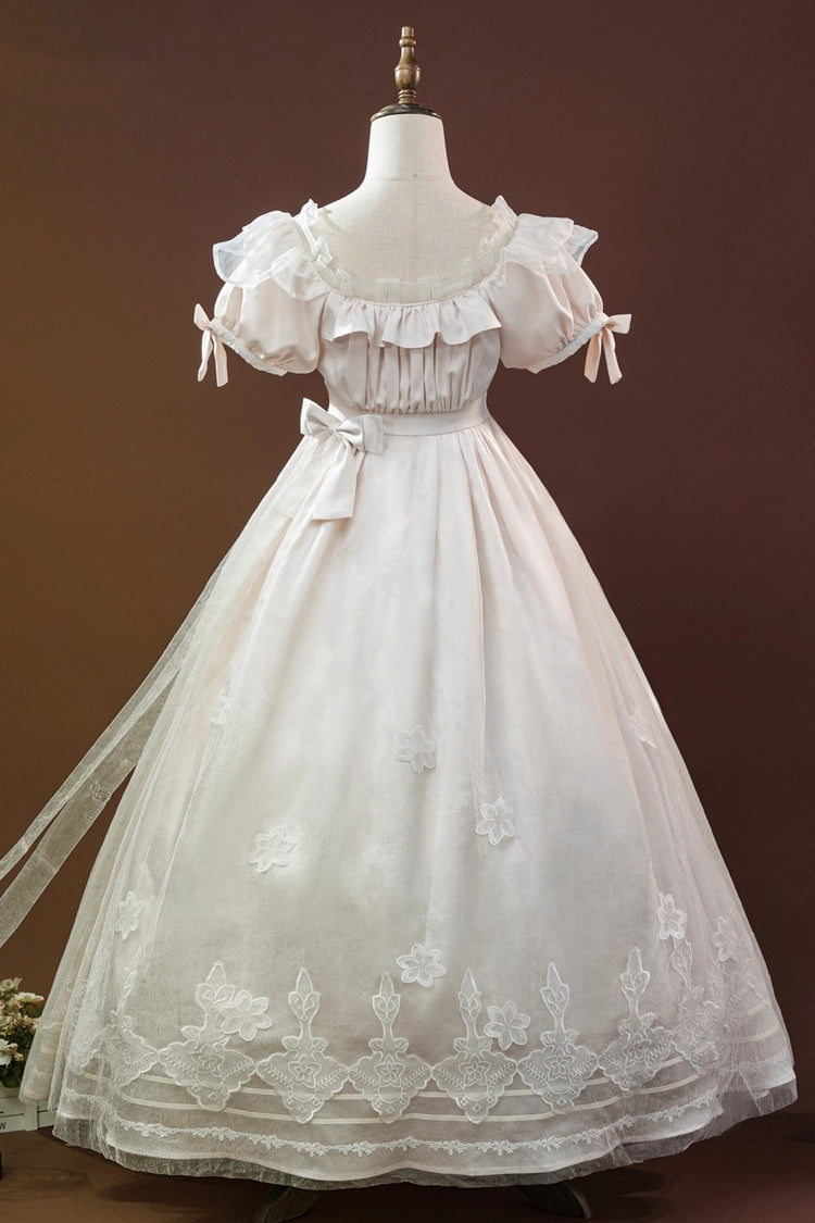 Identity V Short-Sleeved Embroidered Cardigan Bowknot Lace Classic Lolita Victorian Dress Set in Beige