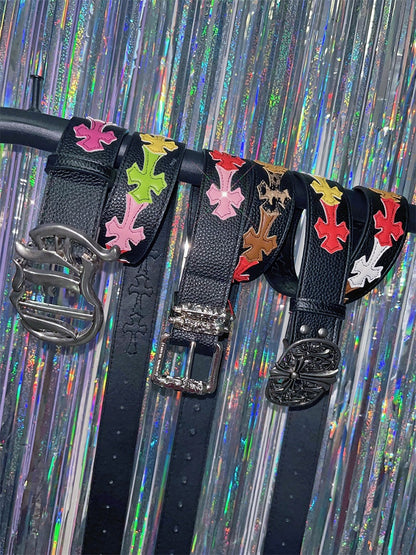 Black Cross Punk Waist Belt